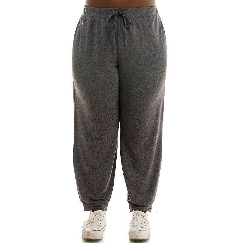 Plus Size Nina Leonard Drawstring Lounge Pants, Womens Grey Product Image