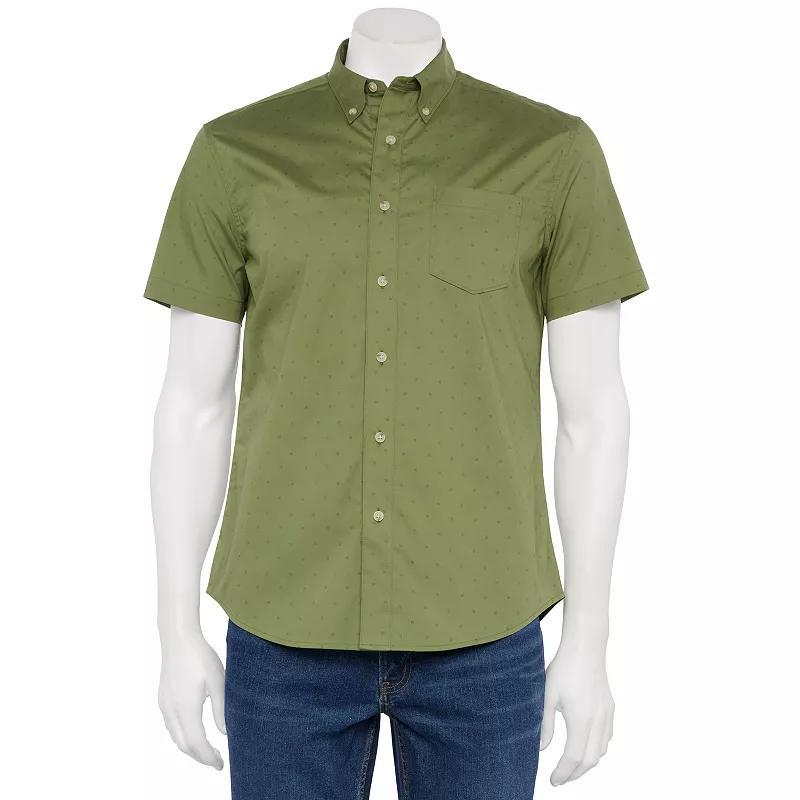 Mens Sonoma Goods For Life Adaptive Short Sleeve Perfect Length Shirt Green Square Product Image