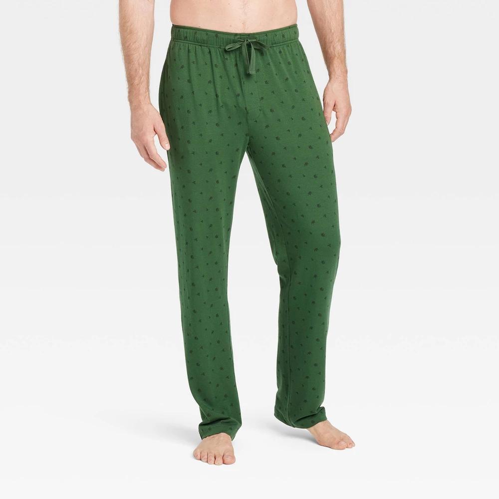 Mens Micro Knit Leaf Print Pajama Pants - Goodfellow & Co XL Product Image