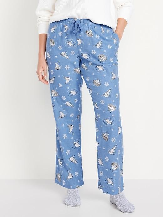 Mid-Rise Printed Flannel Pajama Pants Product Image