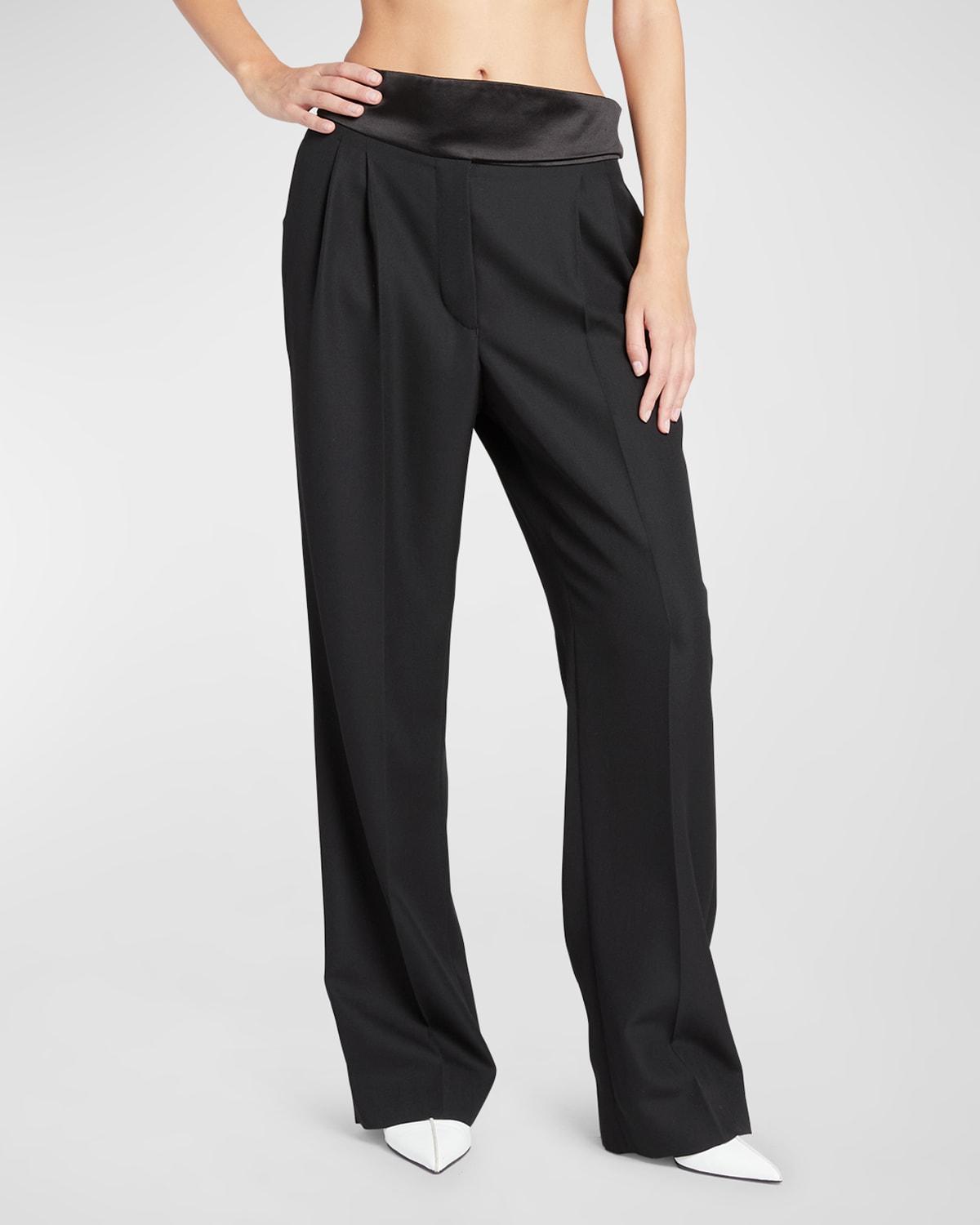 Wide-Leg Wool Tuxedo Trousers Product Image