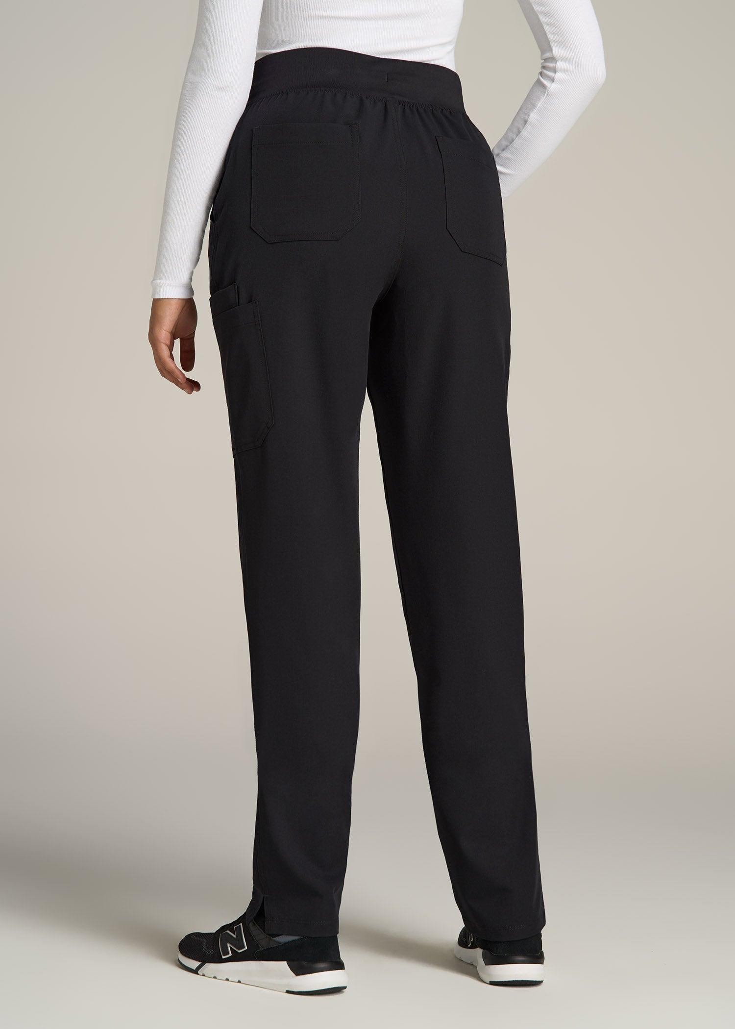 Cargo Scrub Pants for Tall Women in Black Female Product Image