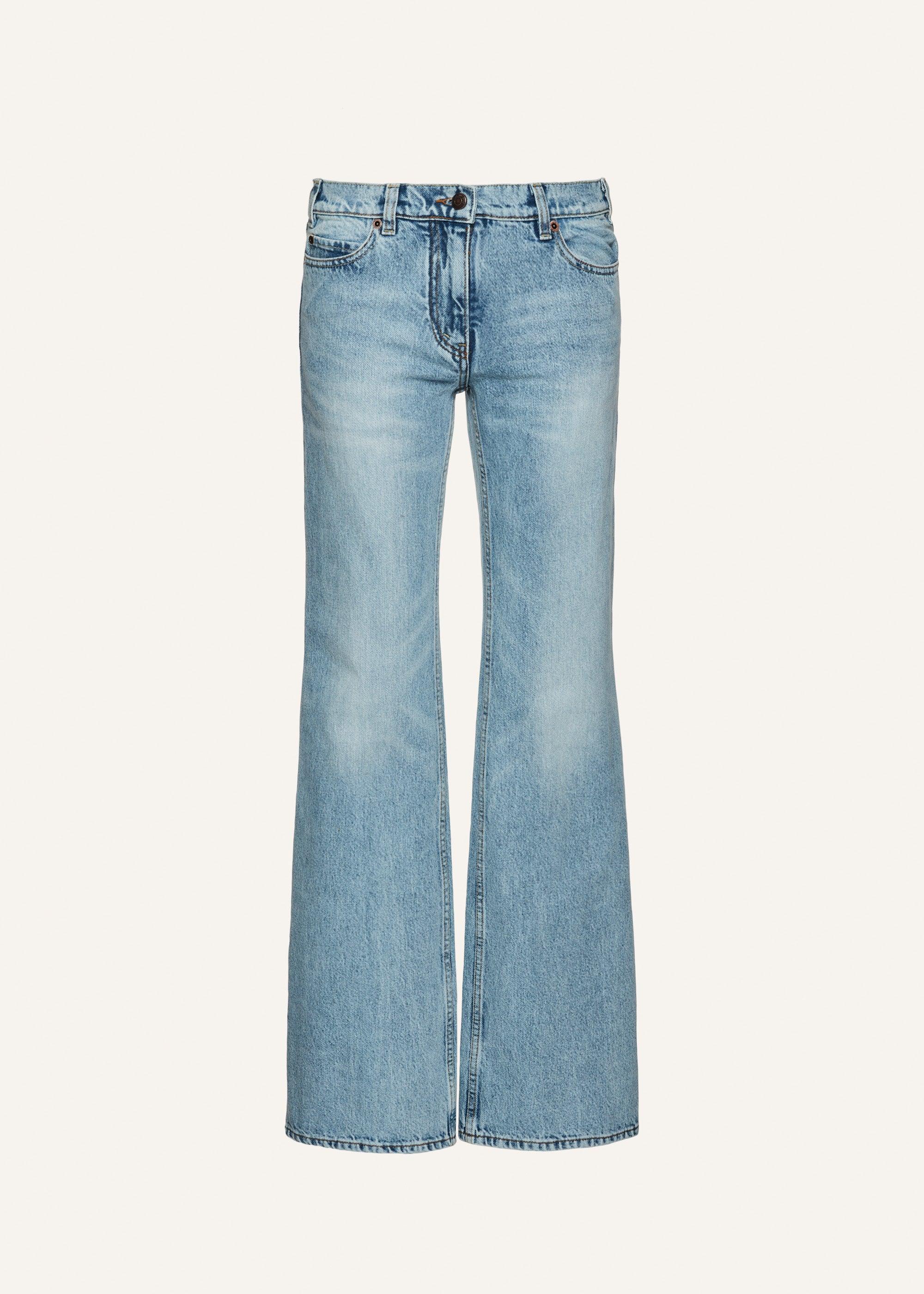 Low-rise flare denim pants in faded blue Product Image