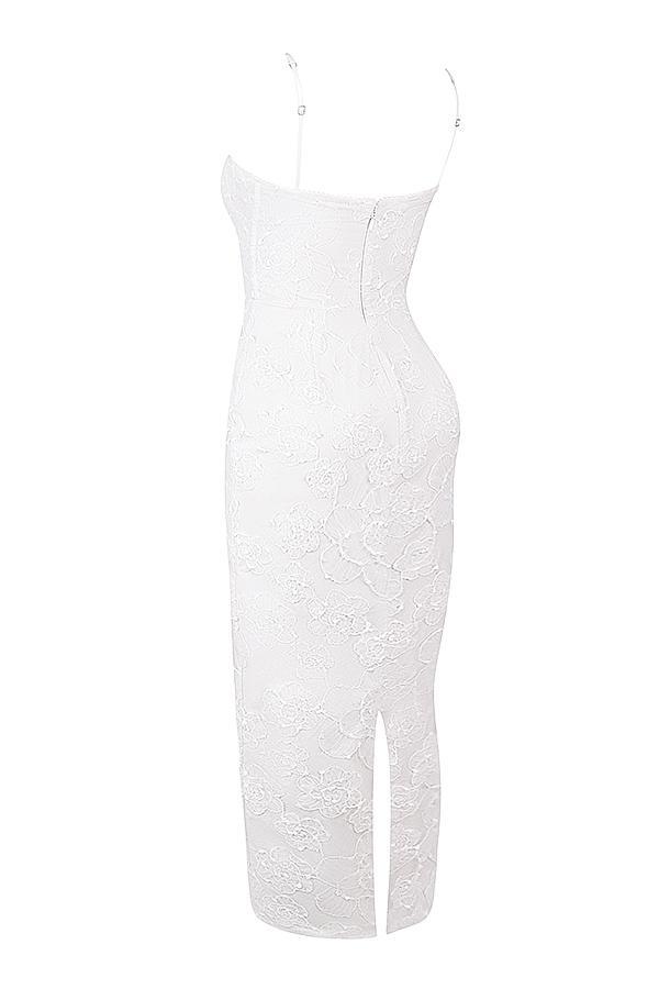 Eva White Floral Lace Maxi Dress Product Image