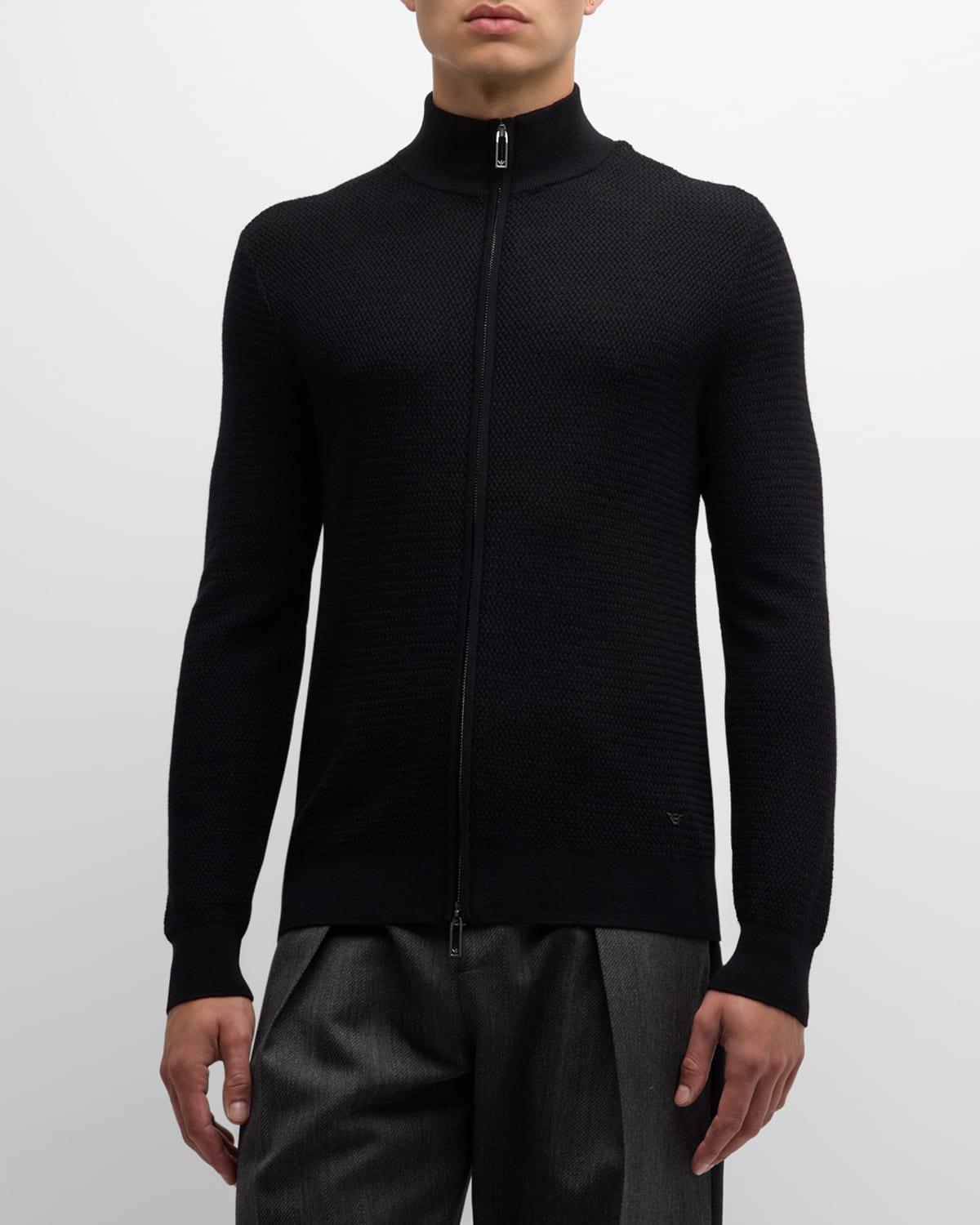 Mens Textured Full-Zip Sweater Product Image