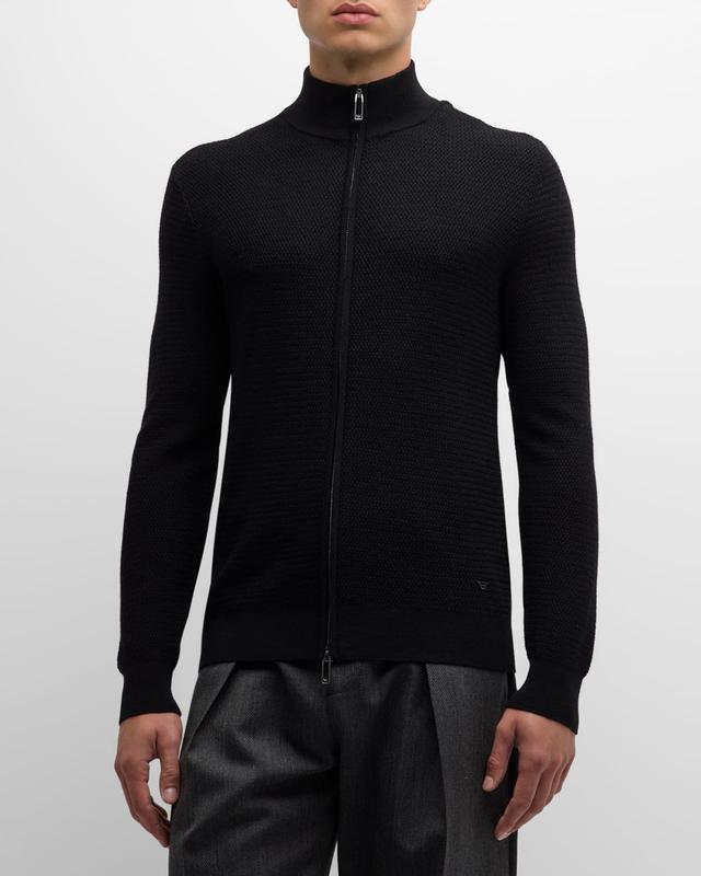 Mens Textured Full-Zip Sweater Product Image