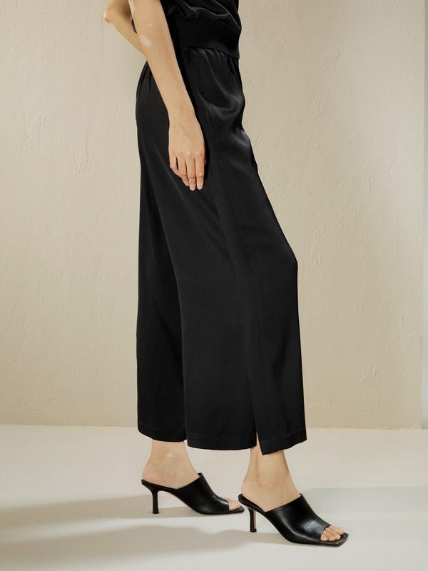 Wide leg cropped silk pants Product Image