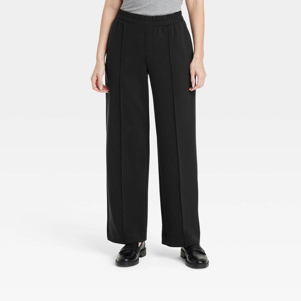 Womens High-Rise Straight Leg Pull-On Pants - A New Day Black XS Product Image