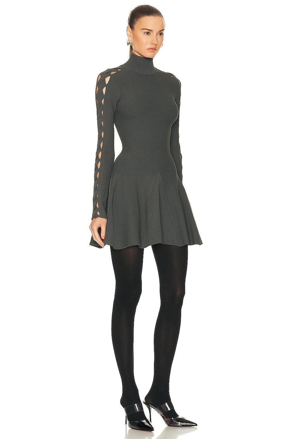 ALAÏA Long Sleeve Turtlneck Dress in Asphalte - Grey. Size 40 (also in 42). Product Image