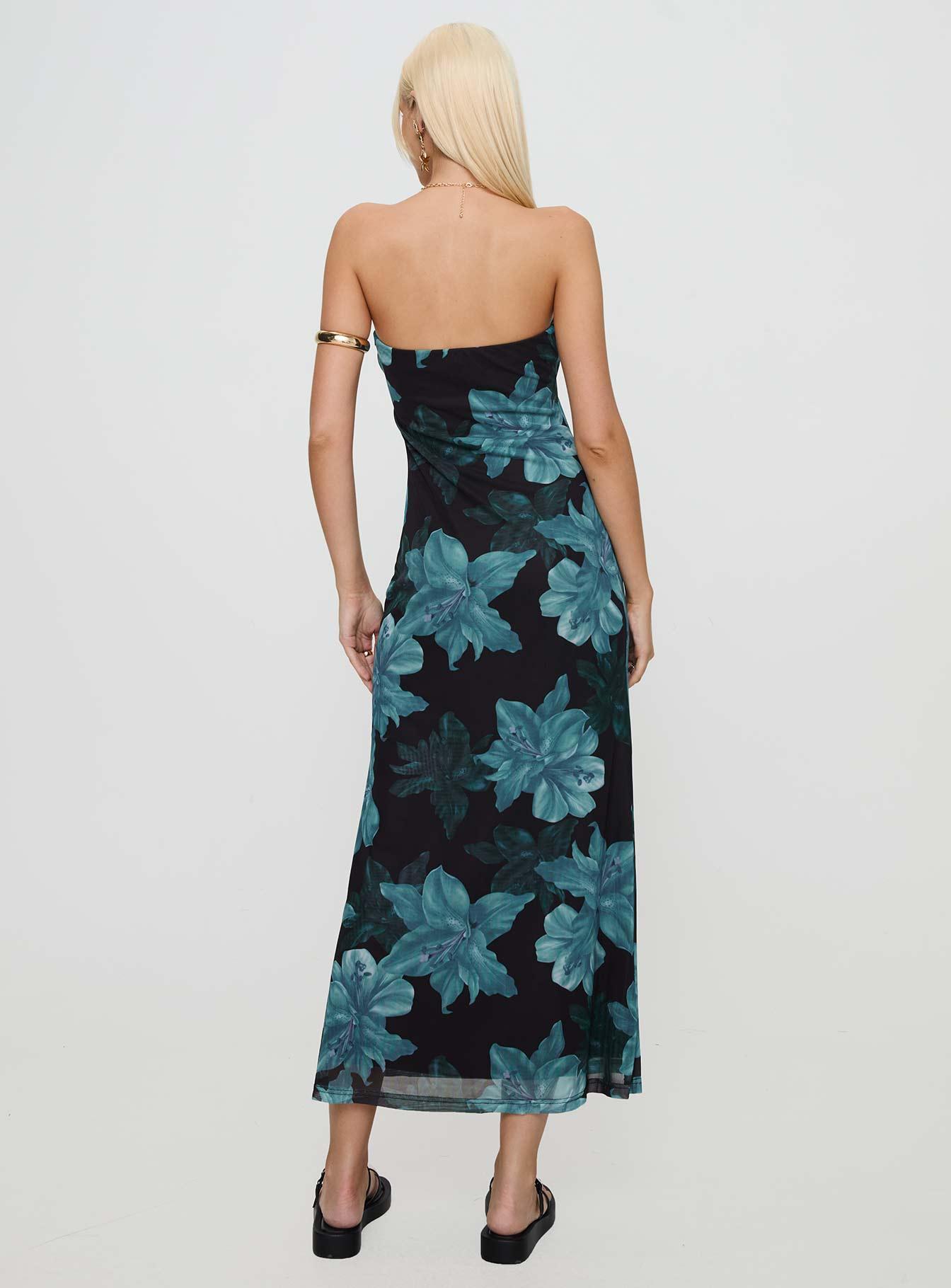 Celik Maxi Dress Black / Blue Floral Product Image