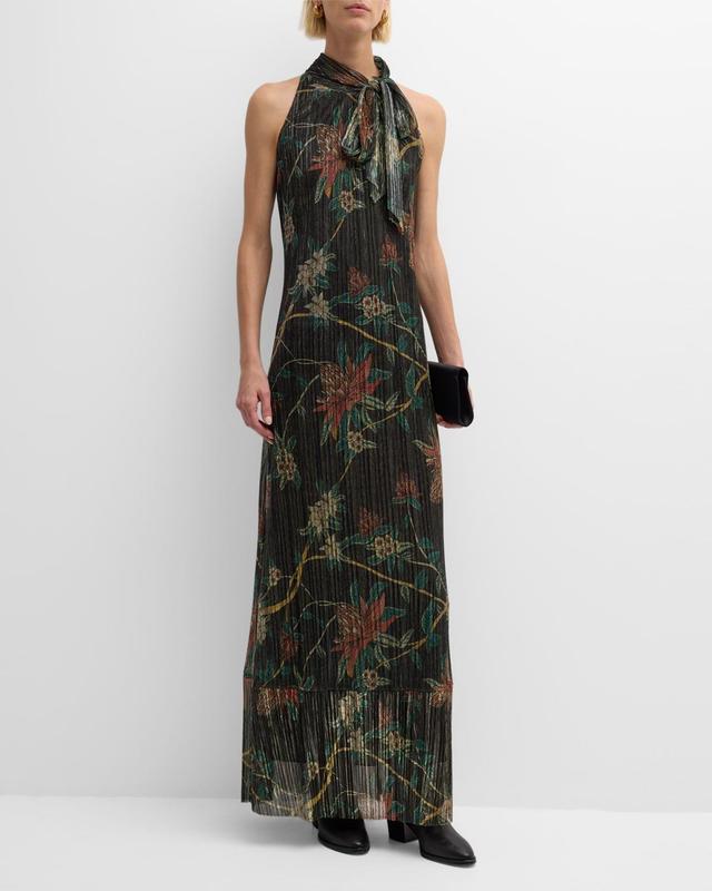 Evelina Metallic Floral-Print Maxi Dress Product Image