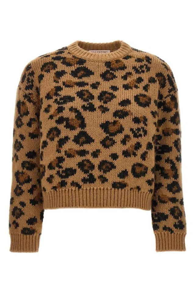 VALENTINO Garavani  Animalier Sweater In Brown Product Image