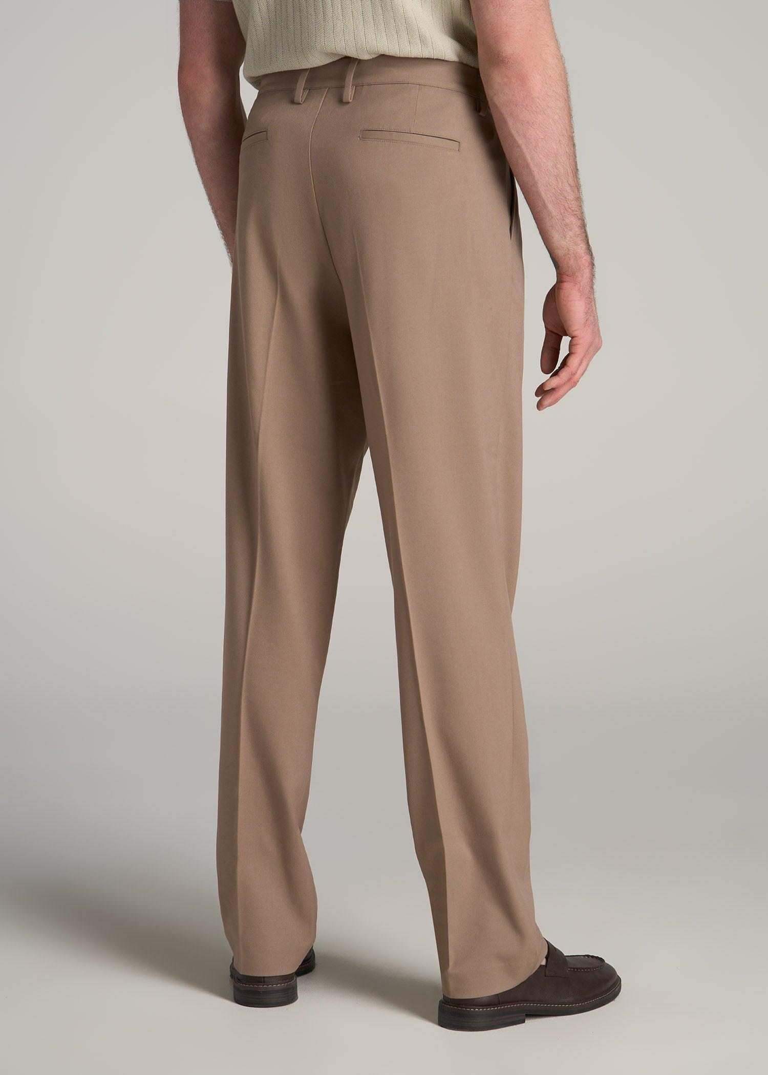 Tall Men's Relaxed Pleated Trouser in Dark Sand Male Product Image