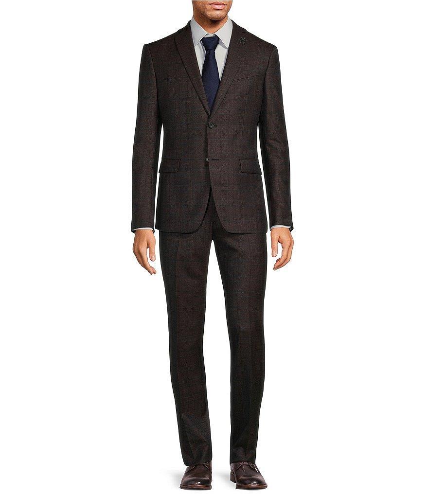 John Varvatos Slim Fit Flat Front Plaid Pattern 2-Piece Suit Product Image