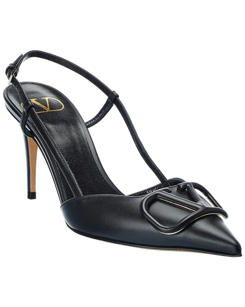 Valentino Vlogo 80 Leather Slingback Sandal In Black Product Image