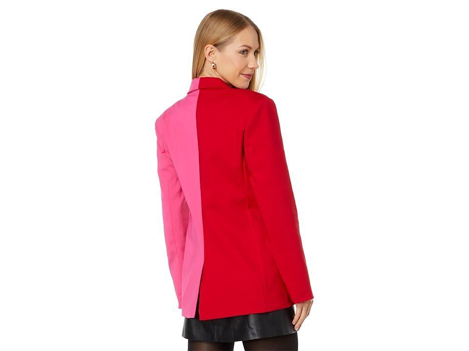 English Factory Color-Block Blazer (Red Fuchsia) Women's Clothing Product Image