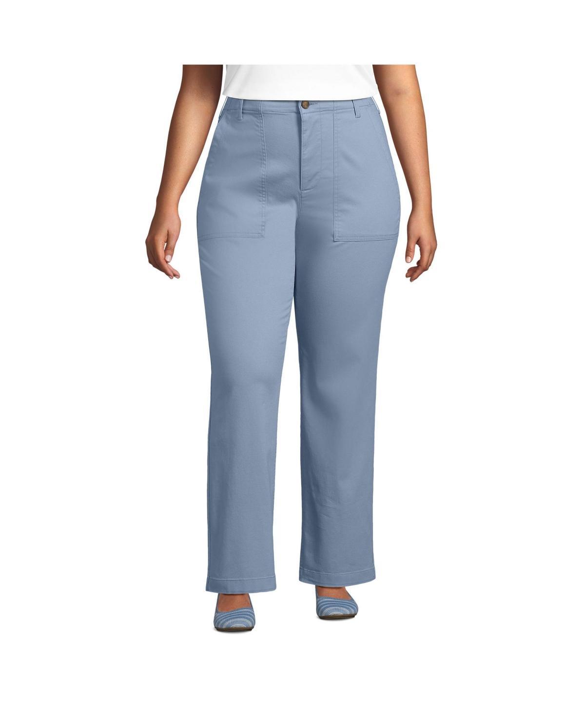 Plus Size Lands End High-Rise Chino Utility Straight Leg Pants, Womens Product Image