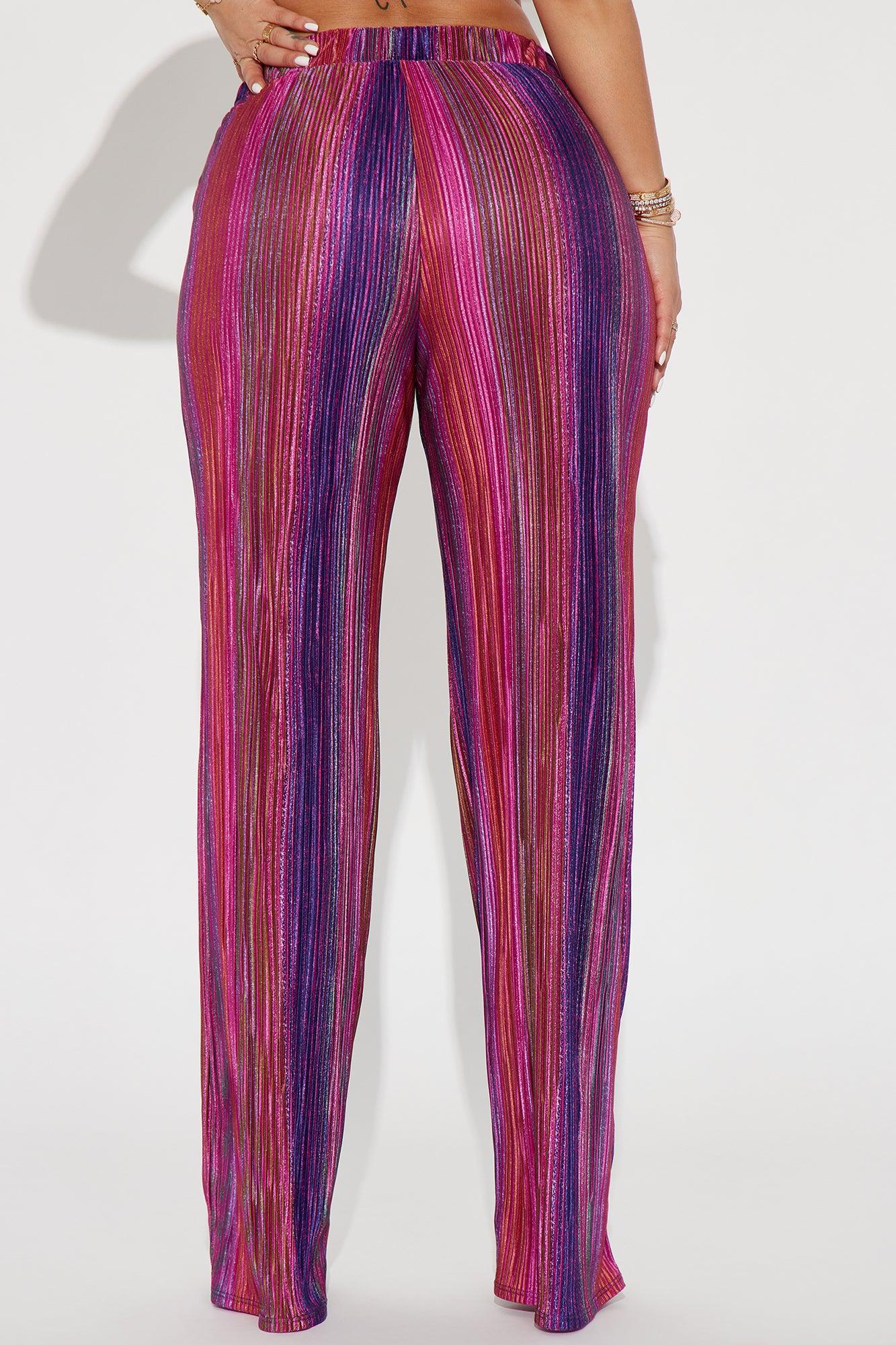 Your Majesty Wide Leg Plisse Pant - Magenta/combo Product Image