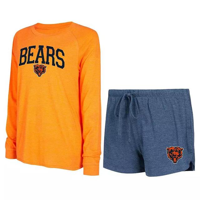 Womens Concepts Sport /Orange Chicago Bears Raglan Long Sleeve T-Shirt & Shorts Lounge Set Blue Product Image