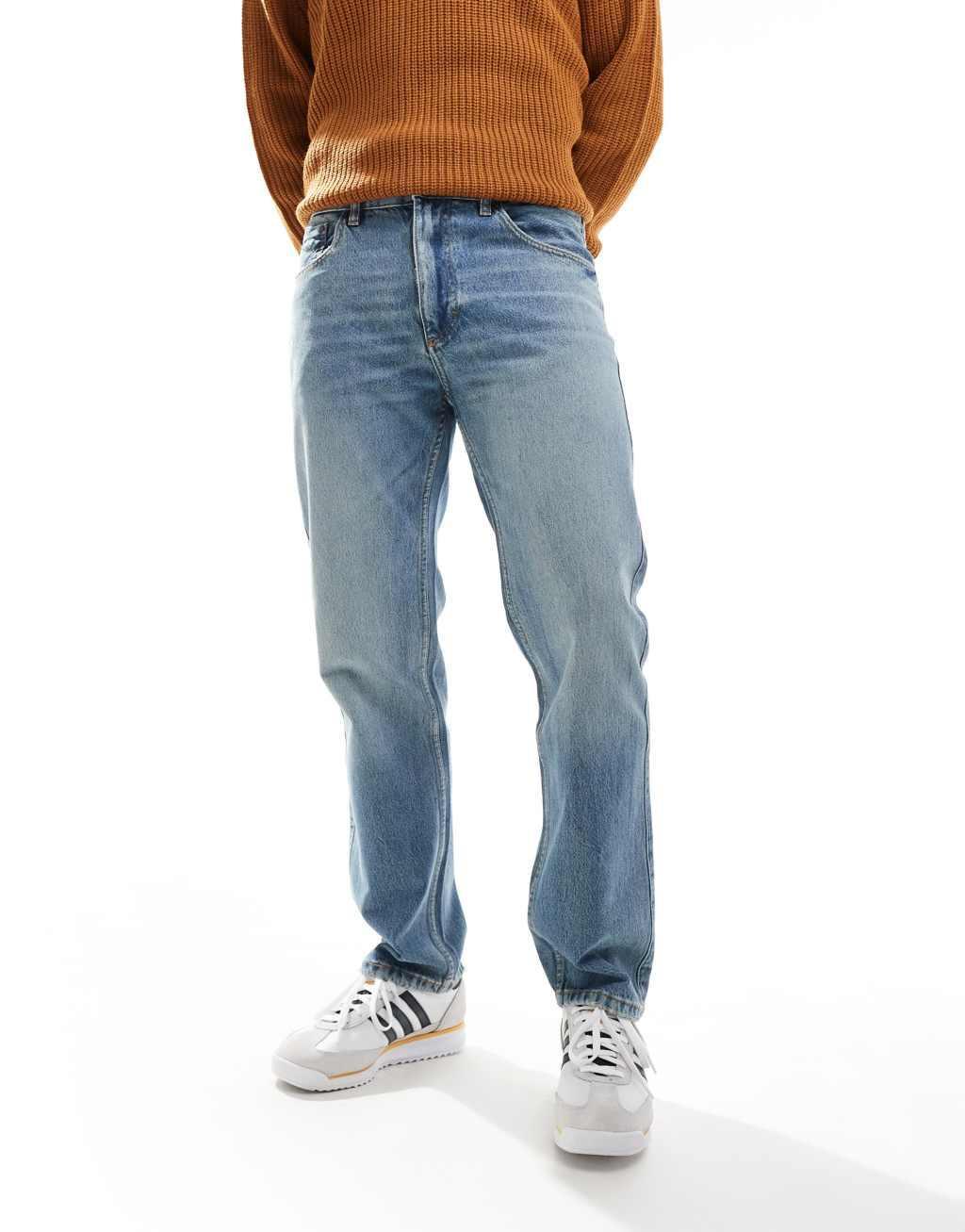 Pull&bear straight vintage fit jeans in dirty washed blue product image