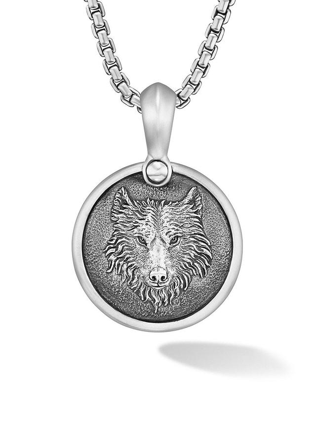 Mens Petrvs Wolf Amulet in Sterling Silver Product Image