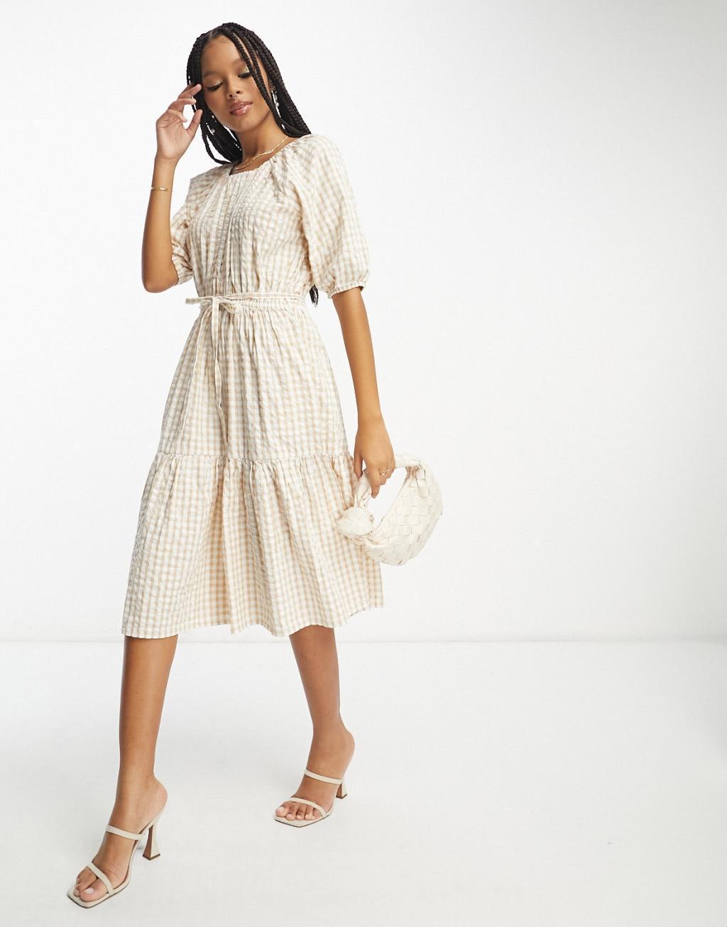 French Connection tiered midi smock dress Product Image