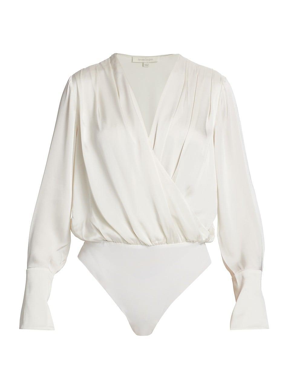 Favorite Daughter Surplice Long Sleeve Satin Bodysuit Product Image