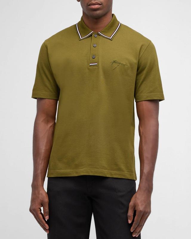 Men's Contrast-Collar Pique Polo Shirt Product Image