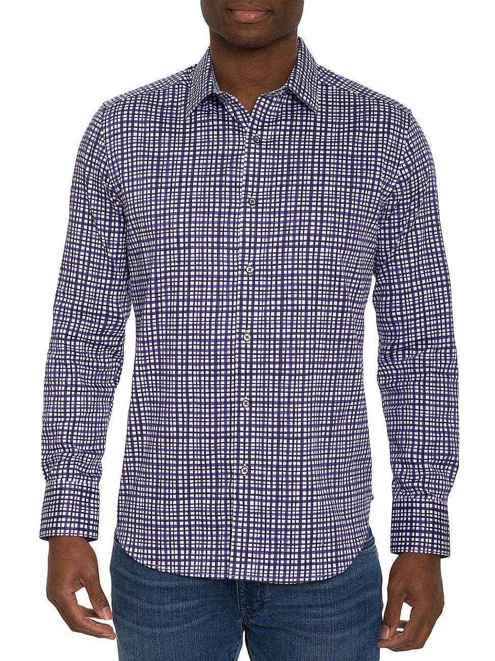 Mens Plaid Print Woven Shirt Product Image