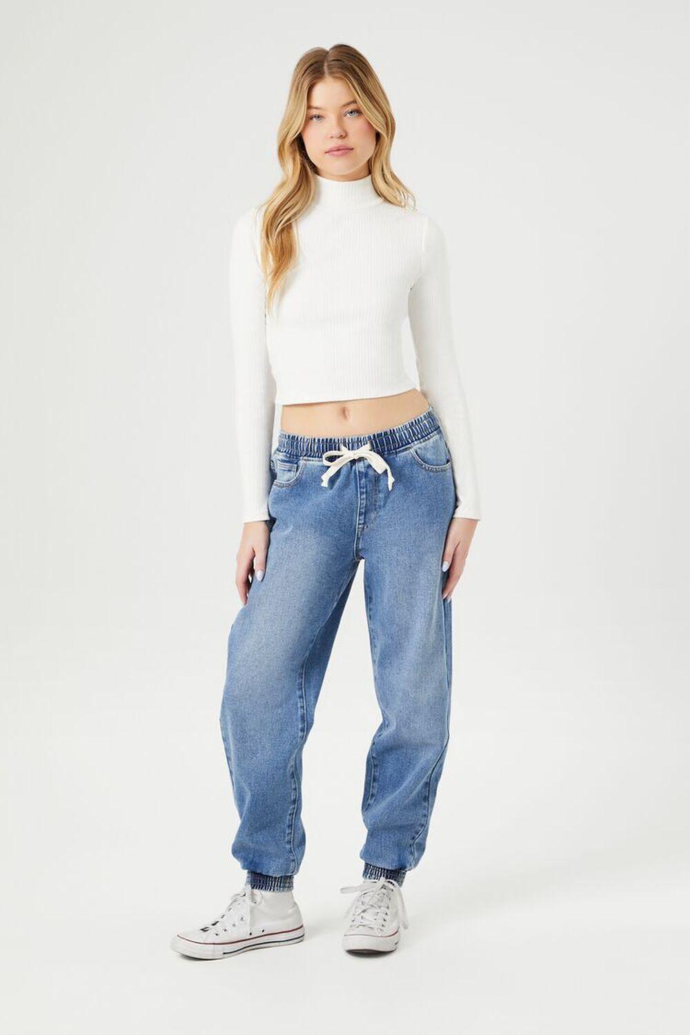 Drawstring Denim Joggers | Forever 21 Product Image