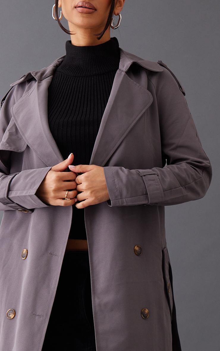 Petite Charcoal Oversized Trench Coat Product Image