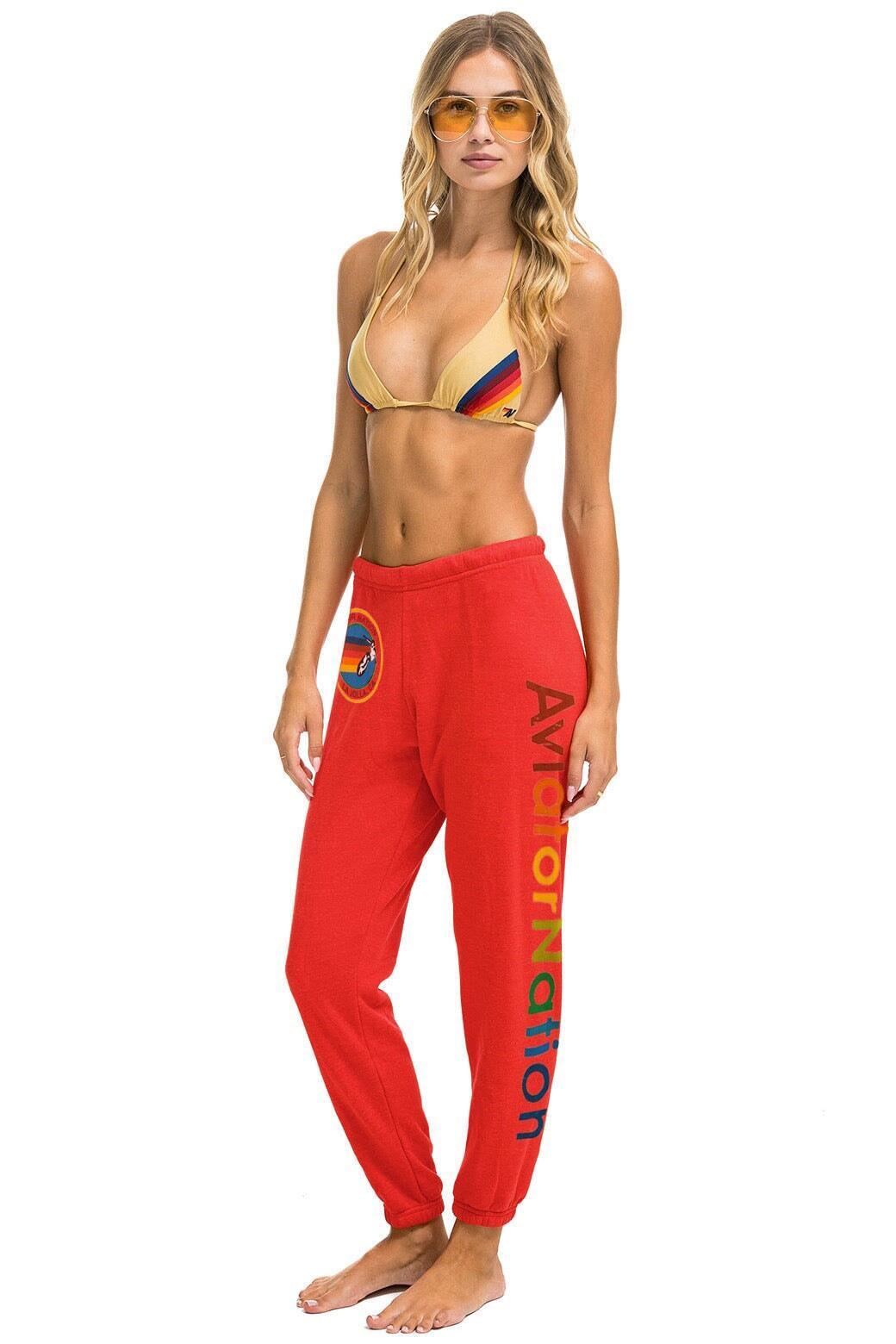 AVIATOR NATION ASPEN SWEATPANTS - RED Female Product Image