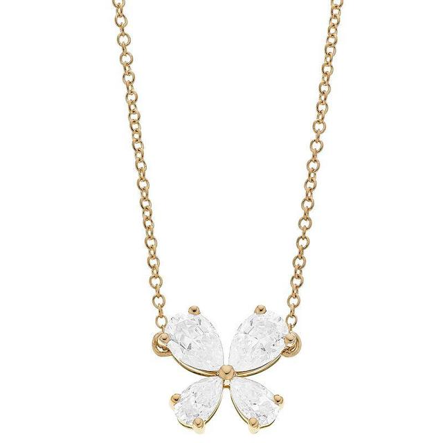 Radiant Fire 14k Gold Lab-Created Moissanite Butterfly Pendant Necklace, Womens Yellow Product Image