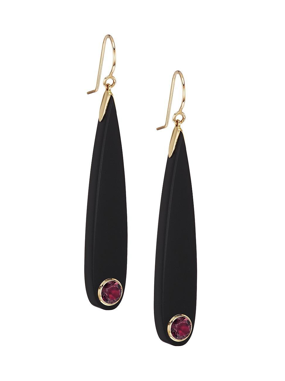 Womens 18K Yellow Gold, Vintage Bakelite & Mozambique Garnet Drop Earrings Product Image