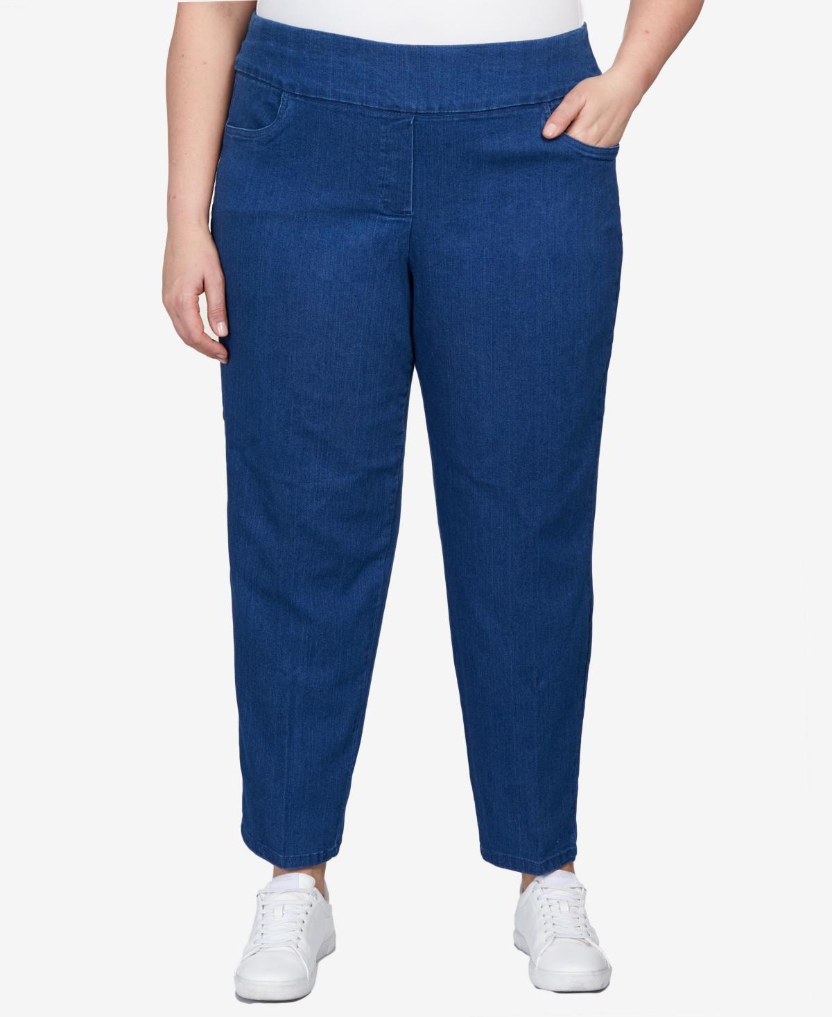 Plus Size Alfred Dunner Classics Pull-On Straight-Leg Denim Pants, Womens Product Image