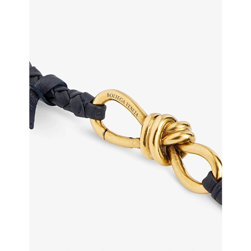 BOTTEGA VENETA Intrecciato Braided Nappa Leather Belt In Space M Brass Product Image