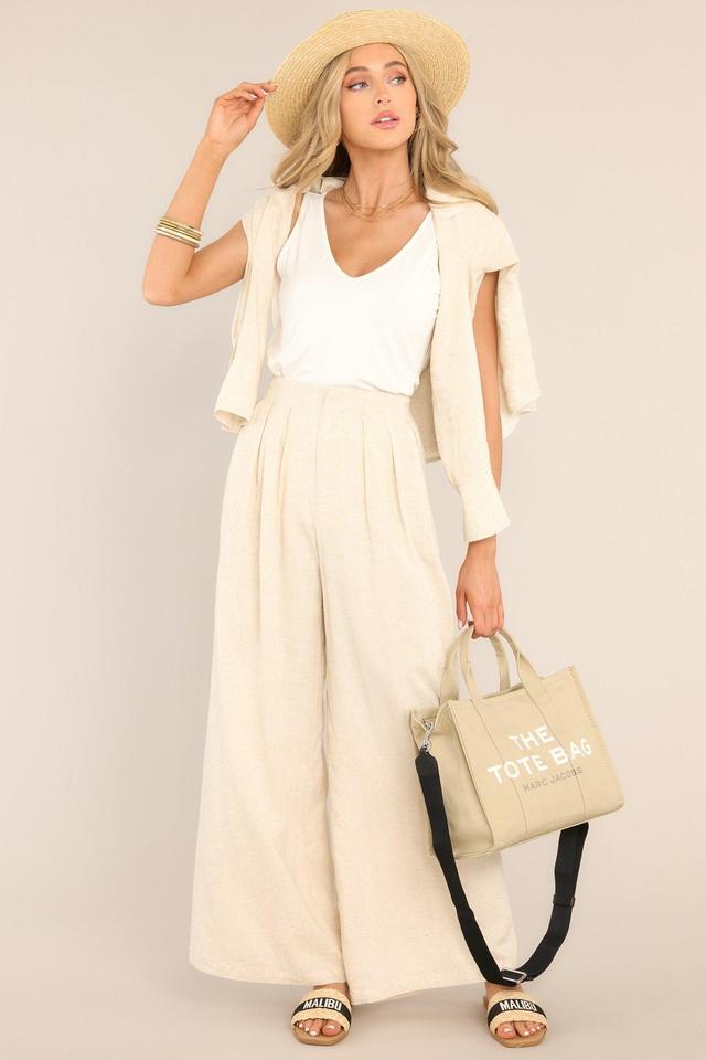 All The Feelings Natural Linen Blend Pants Beige Product Image