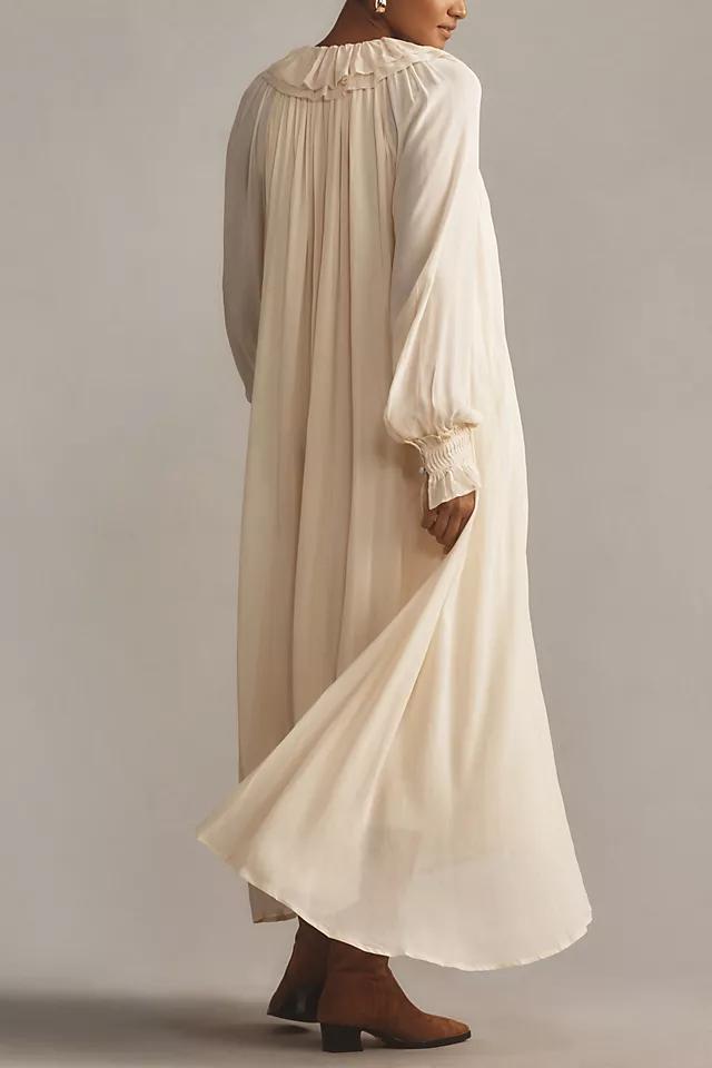 By Anthropologie Long-Sleeve Sheer Pleated Midi Dress Product Image