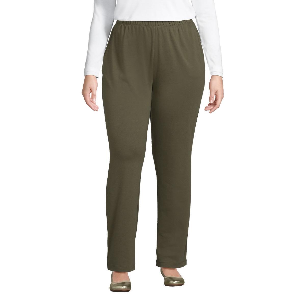 Plus Size Lands End Sport Knit High-Waist Pull-On Pants, Womens Rich Brown Product Image