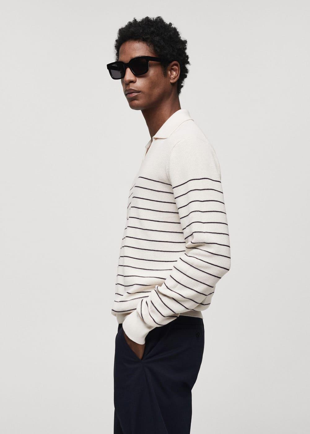 MANGO MAN - Striped knit sweater off whiteMen Product Image