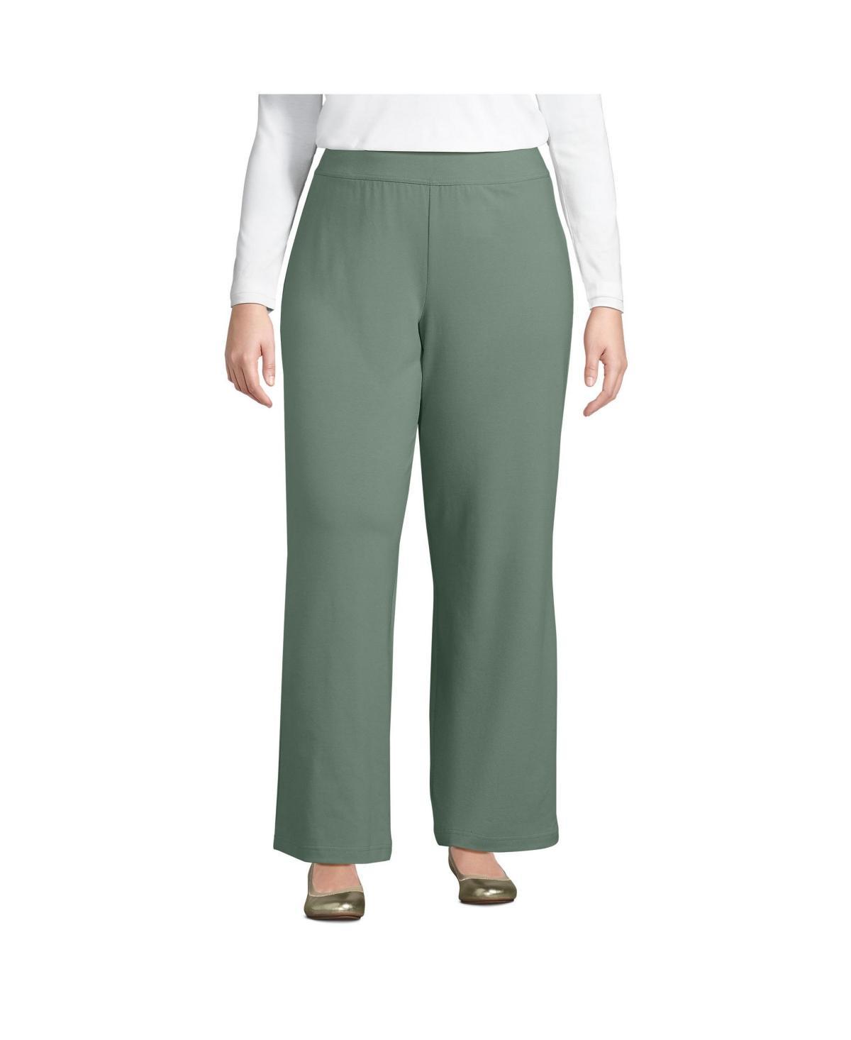 Plus Size Lands End Starfish Mid Rise Wide Leg Pull On Pants, Womens Fresh Green Product Image