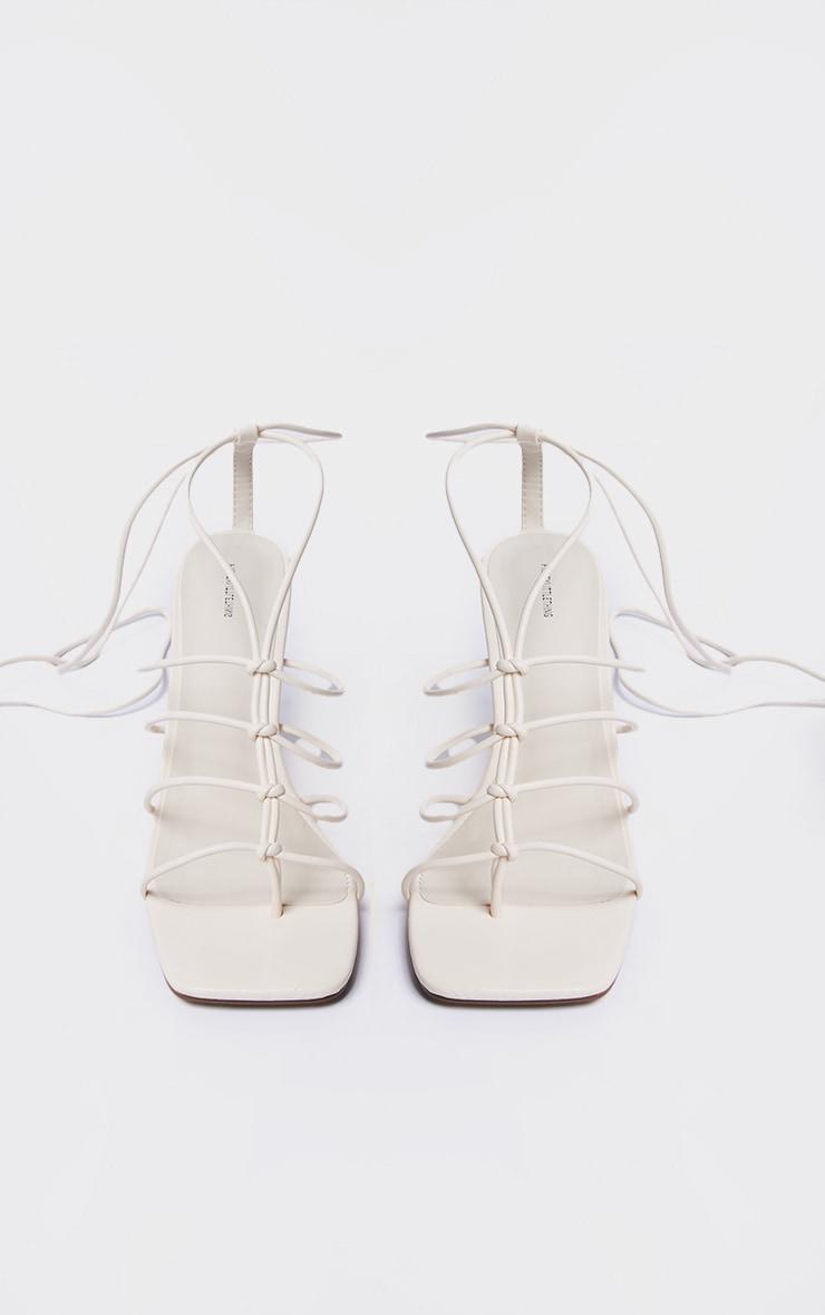 Cream Knotted Lace Up Barely There Sandals Product Image