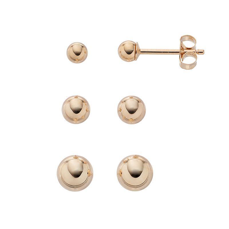 Taylor Grace 10k Gold Ball Stud Earring Set, Womens Product Image