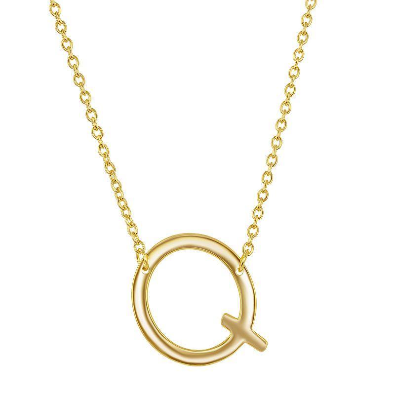 Sterling Silver Sideways Initial Necklace, Womens Gold Tone J Product Image