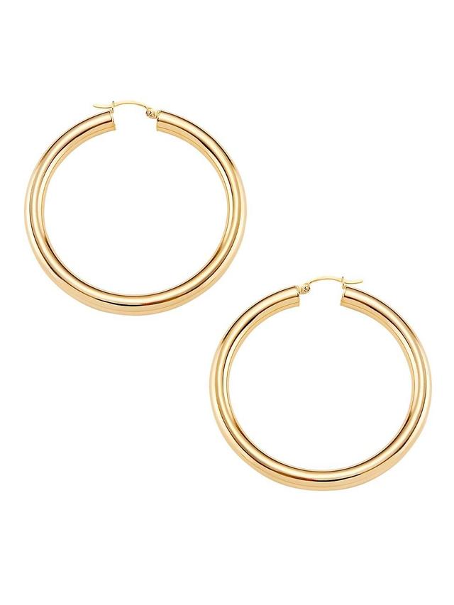 Womens 14K Yellow Gold Tubular Hoop Earrings/5MM x 50MM Product Image