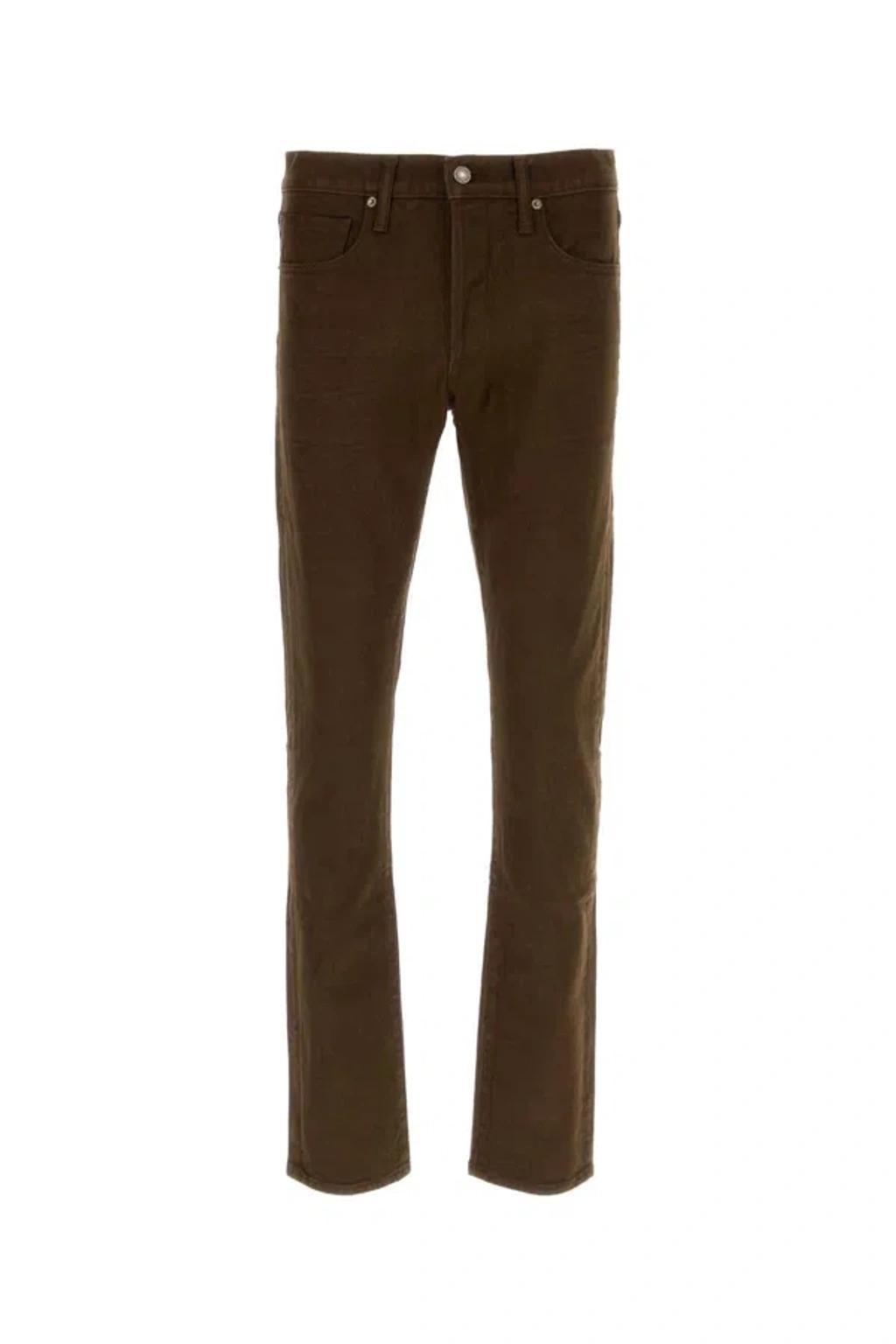 Brown Stretch Denim Jeans Product Image