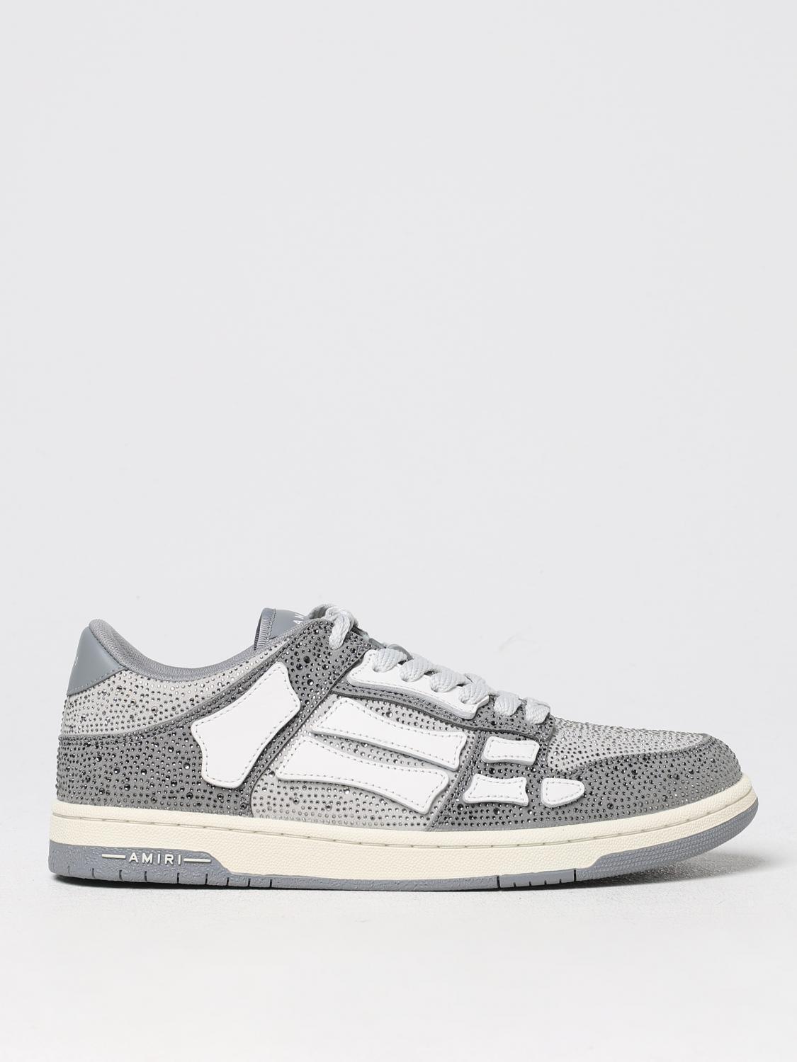 AMIRI Gray Crystal Skel Top Low Sneakers In Grau Product Image