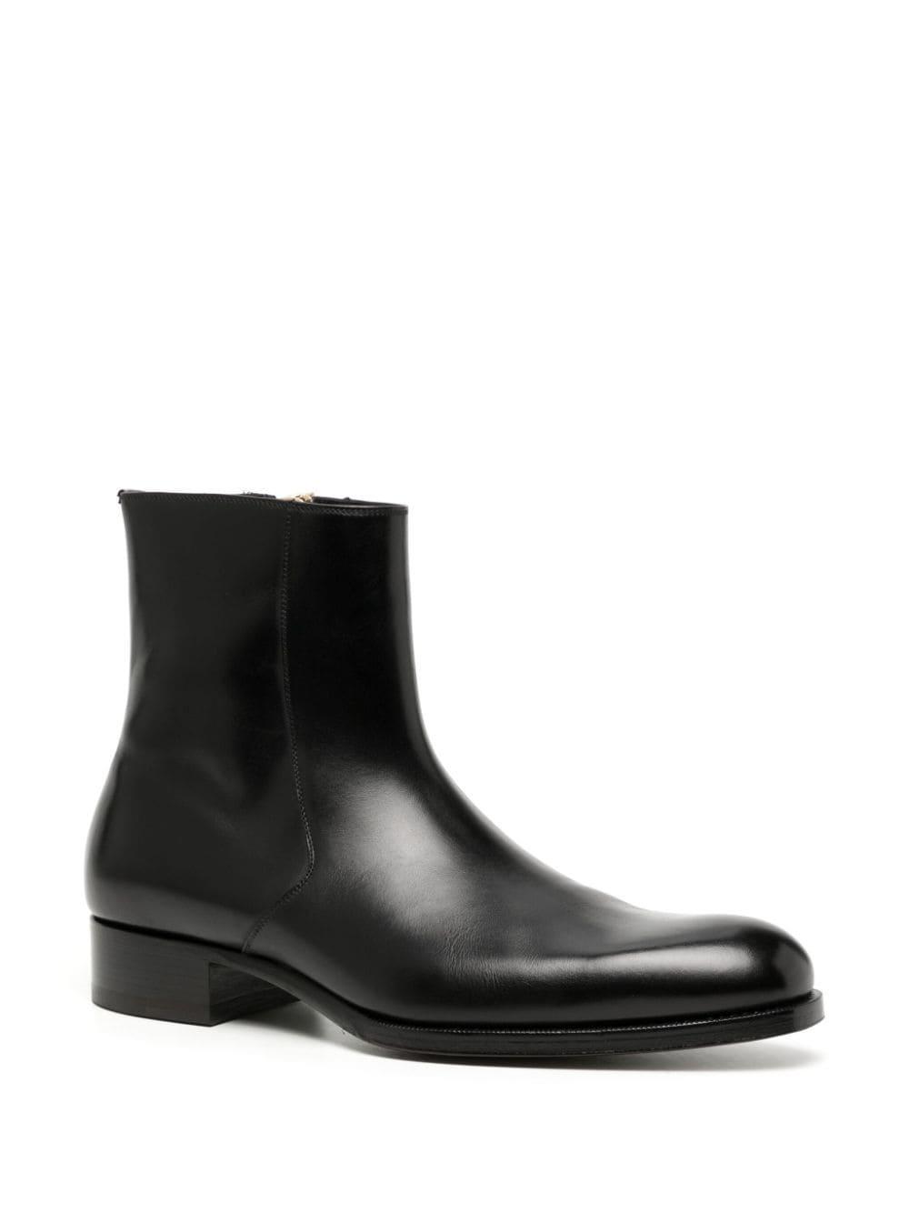 TOM FORD Side-zip Leather Ankle Boots In Black Product Image