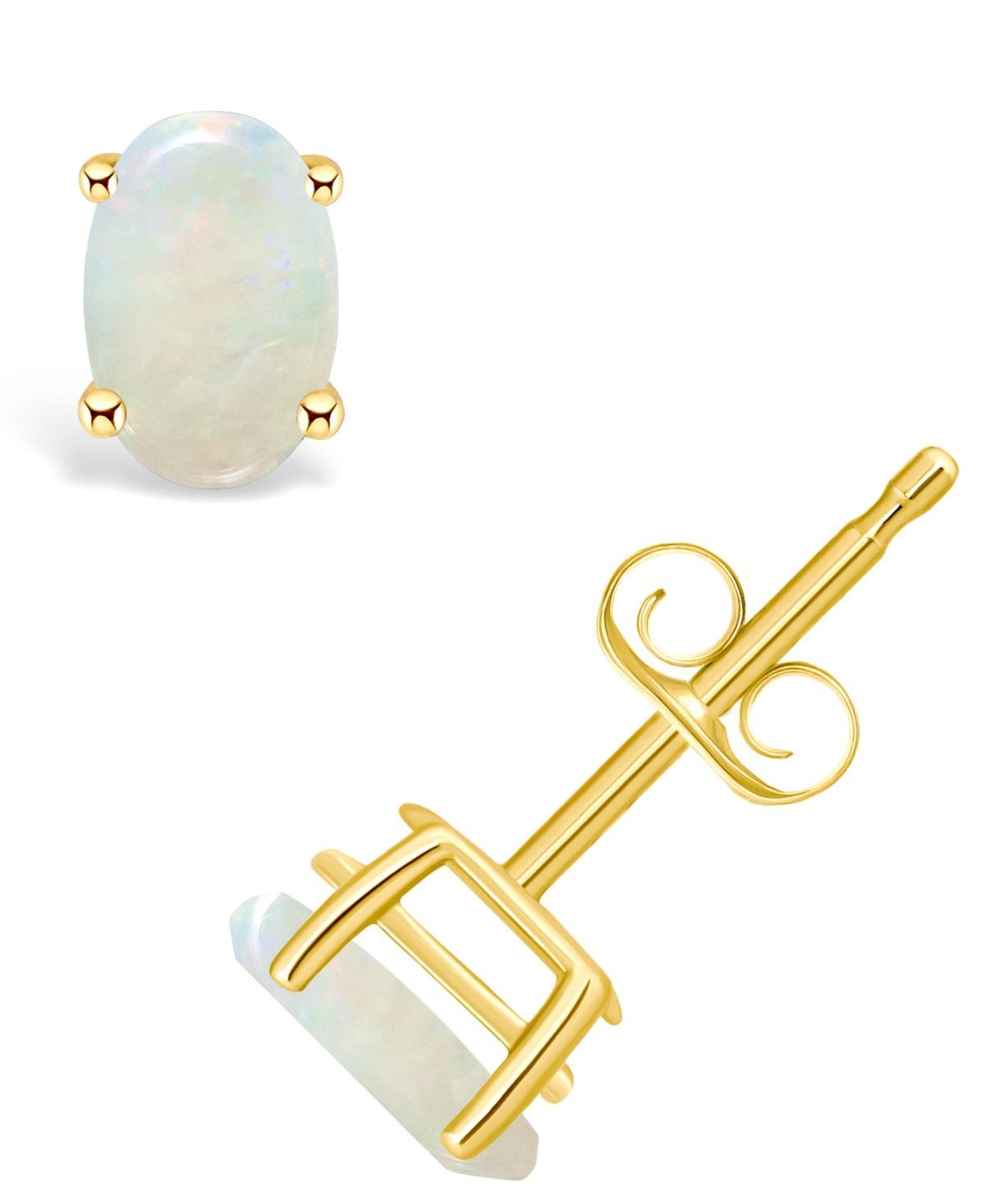 Celebration Gems 14k Gold Oval Gemstone Stud Earrings, Womens, White Product Image