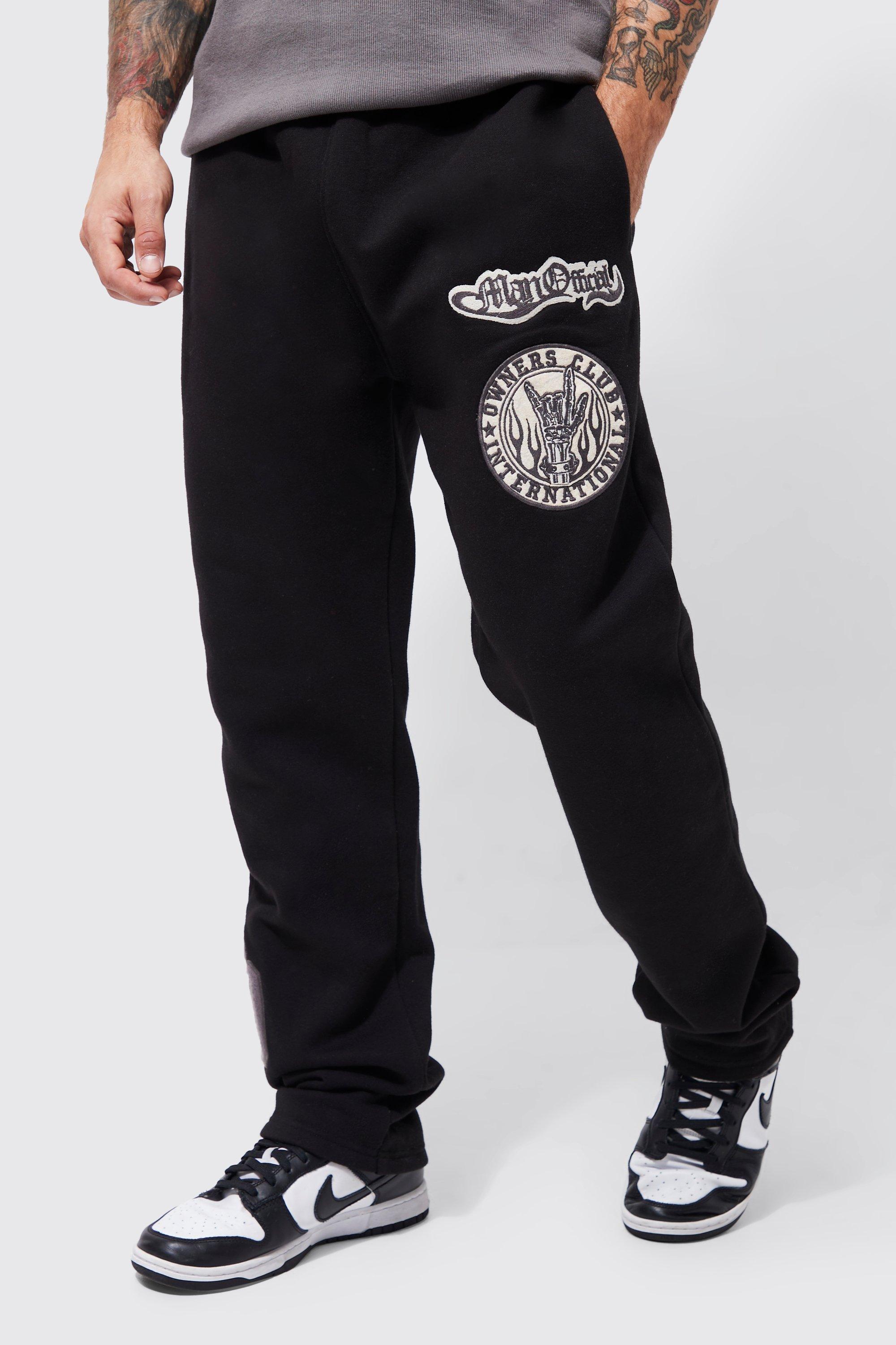 Mens Black Man Official Varsity Badge Jogger, Black Product Image